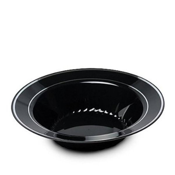 Fineline Settings Black and Silver 12 oz. Round Soup Bowl 512-BKS